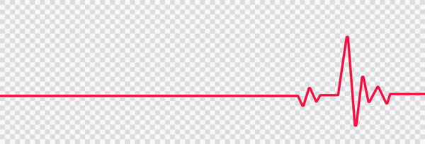 Значок красной линии сердца. на плоском фоне на прозрачном фоне