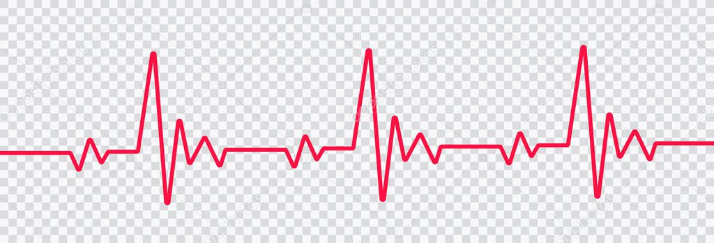 Red heartbeat line icon. on flat style on transparent background