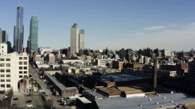 Günbatımında New York 'un anamorfik hava görüntüleri