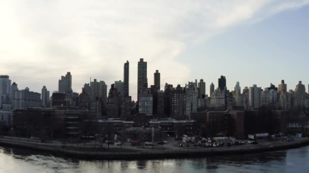 Anamorphe Luftaufnahmen Von Nyc Sonnenuntergang — Stockvideo