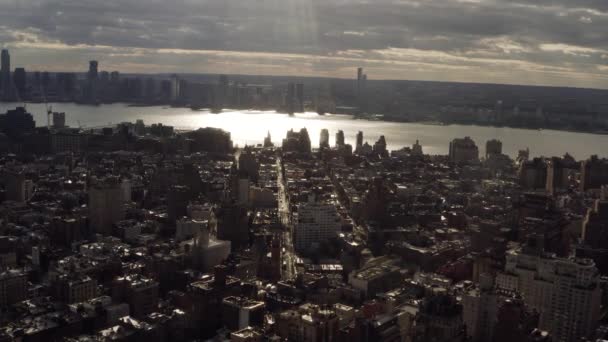 Воздушная Тележка Снимает Пейзаж Нью Джерси Перед Закатом — стоковое видео