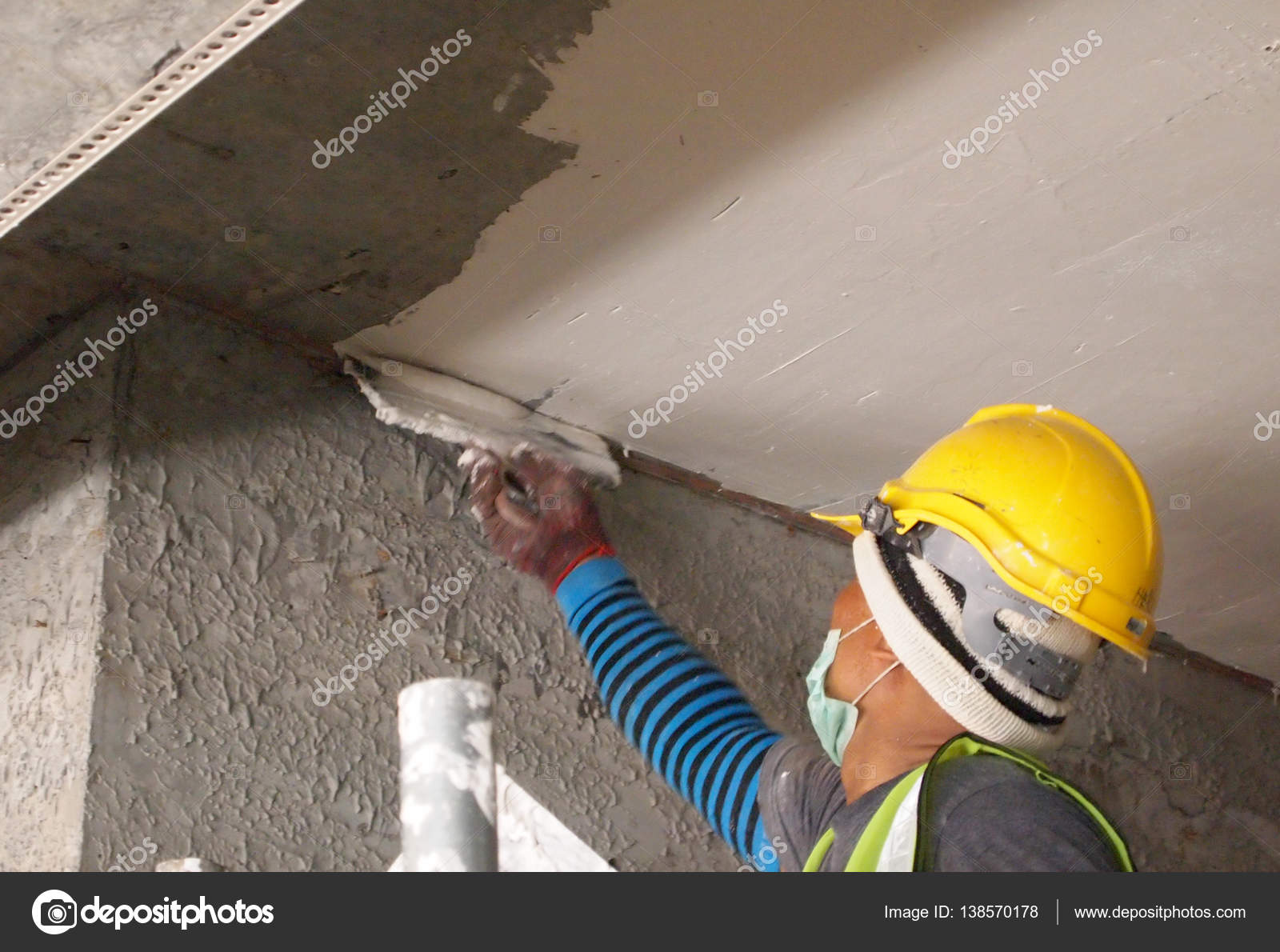 Construction Site Workers Are Doing Concrete Ceiling Soffit