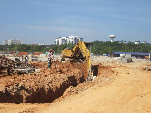 Underground utilities trenches under construction. — Stock Photo, Image