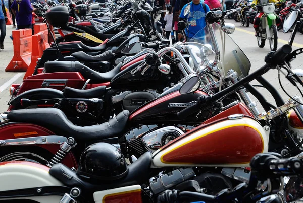 Różnych modelu Harley Davidson motocykl easy rider, parking na otwartej przestrzeni. — Zdjęcie stockowe