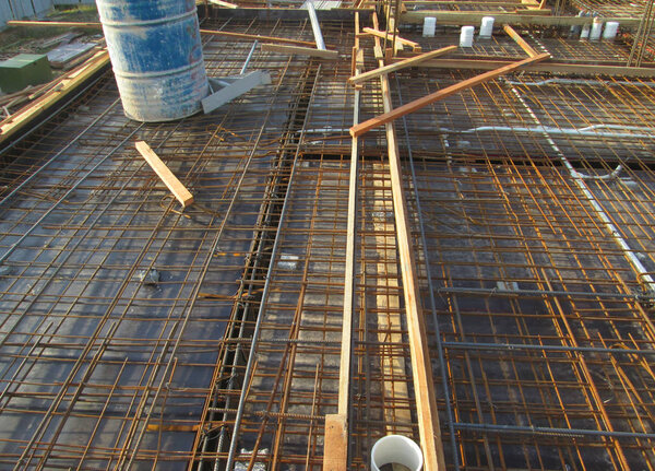KUALA LUMPUR, MALAYSIA -JANUARY 31, 2017: Welded Wire mesh, or BRC Fabric used as part of the main structural component in floor slab structure element in the construction site. 