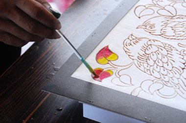 Malezya çizmek batik veya batik canting.