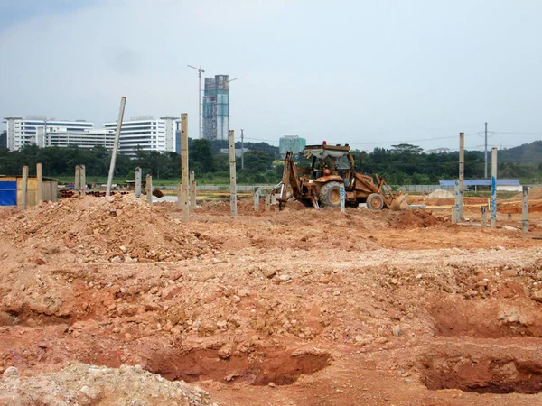 Construction site with piling work is in progress. — Stock Photo, Image