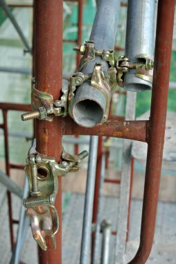 Selangor, Malezya-10 Kasım 2016: bağlayıcı detay inşaat sahasında iskele. Belgili tanımlık bağlamak bağlamak veya iskele veya emniyet boru birbirine bağlamak. 