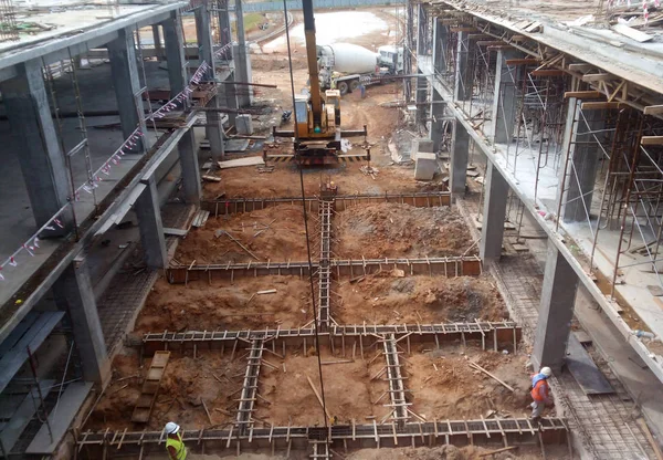 Kuala Lumpur Setembro 2015 Construção Barra Reforço Viga Terra Cofragem — Fotografia de Stock