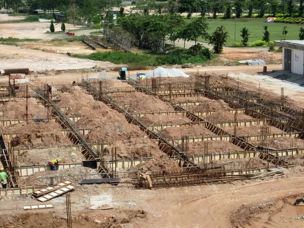 Kuala Lumpur September 2015 Building Ground Beam Reinforcement Bar Formwork — Stock Photo, Image