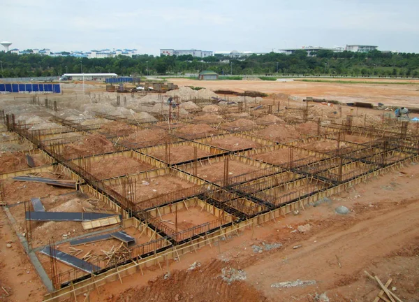 Kuala Lumpur September 2015 Building Ground Beam Reinforcement Bar Formwork — Stock Photo, Image