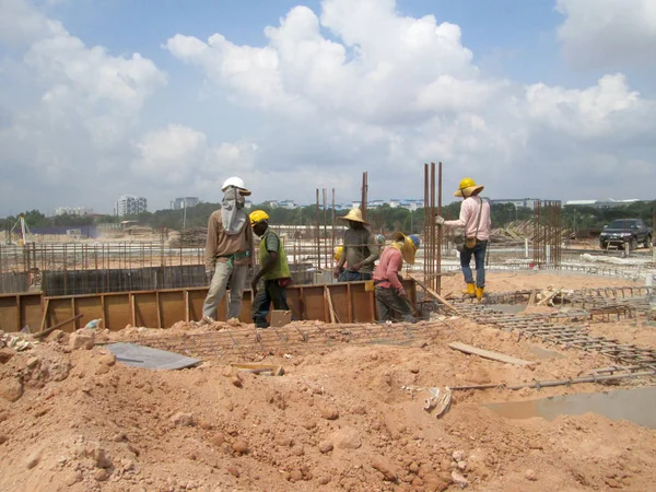 Kuala Lumpur Setembro 2015 Construção Barra Reforço Viga Terra Cofragem — Fotografia de Stock