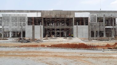 Kuala Lumpur, Malezya-01 Şubat 2017: şantiye gündüz sırasında Putrajaya, Malezya sürüyor. Günlük aktivite devam ediyor. 