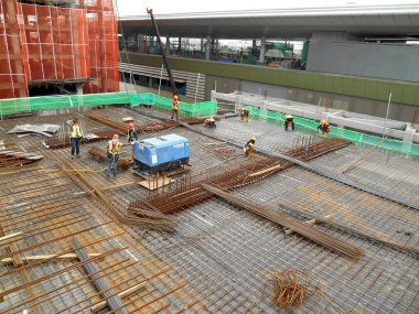 Malacca, Malaysia-31 Ocak 2017: inşaat alanında devam eden gündüz sırasında havadan görünümü.