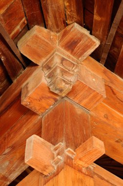 Çatı makasları tasarımı ve eski Mescidi Besar Mataram Kotagede, Jogjakarta Endonezya detay. Tarih göre cami 1575 üzerinde inşa yapıldı.. 