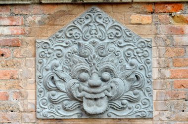 JOGJAKARTA, INDONESIA -12 Haziran 2014: Eski Mescid Besar Mataram Kotagede, Jogjakarta Endonezya 'da taş tasarım ve detay. Tarihe göre, cami 1575 yılında inşa edilmiş.. 