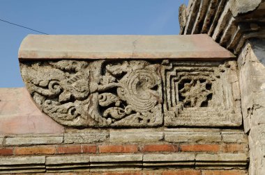 Taş tasarım ve detay eski Mescidi Besar Mataram Kotagede, Jogjakarta Endonezya iş. Tarih göre cami 1575 üzerinde inşa yapıldı.. 