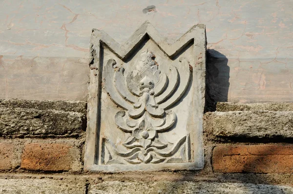 Πέτρα Λειτουργεί Σχέδιο Και Λεπτομέρεια Στο Παλιό Masjid Besar Mataram — Φωτογραφία Αρχείου