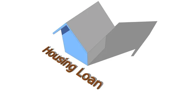 HOUSING LOAN conceptual words with 3D house model on white background