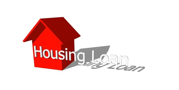 HOUSING LOAN conceptual words with 3D red house model
