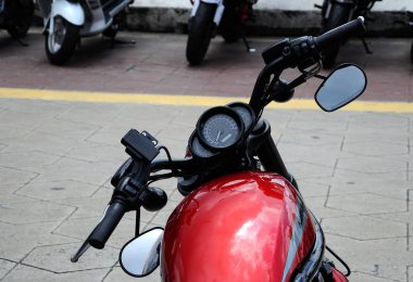 Kuala Lumpur, Malezya-25 Şubat 2017: metre panelleri ve kolu Bar çeşitli Harley Davidson kolay binici motosiklet sahiplerine Kuala Lumpur, Malezya içinde toplama sırasında. 
