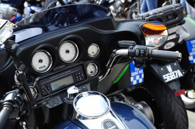 Kuala Lumpur, Malezya-25 Şubat 2017: metre panelleri ve kolu Bar çeşitli Harley Davidson kolay binici motosiklet sahiplerine Kuala Lumpur, Malezya içinde toplama sırasında. 