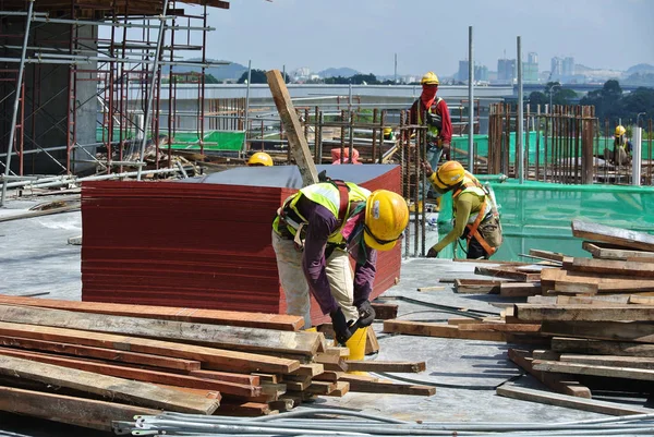 Seremban Malaisie Janvier 2017 Travailleurs Construction Travaillant Sur Chantier Pendant — Photo