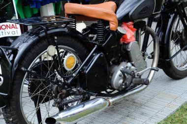 Kuala Lumpur, Malezya-22 Şubat 2017: Klasik ve vintage motosiklet parça ve ayrıntı. Güzel sahipleri tarafından özgün durumuna geri motosiklet. 