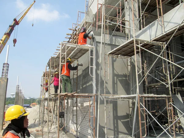Bina Duvar Işın Jasin Malezya Inşaat Sahasında Çimento Alçı Çimento — Stok fotoğraf