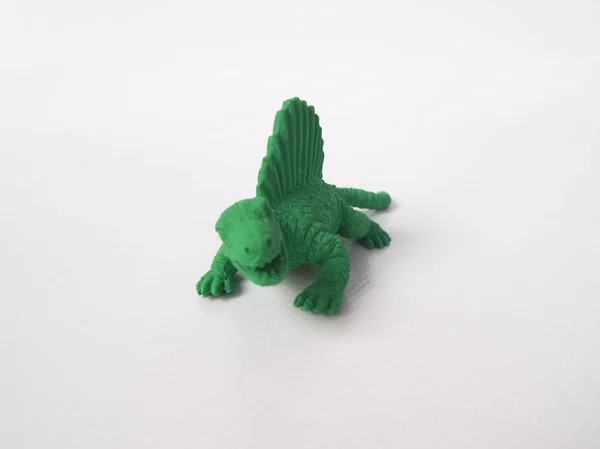 Spinosaurus Dinosaur Model Made Green Rubber Isolated White Background — Stock Photo, Image