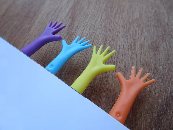 Colorido Marcador Plástico Utilizado Para Marcar Ubicación Lectura Después Dejar —  Fotos de Stock