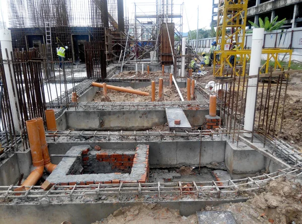 Kuala Lumpur September 2015 Building Ground Beam Reinforcement Bar Formwork — Stock Photo, Image