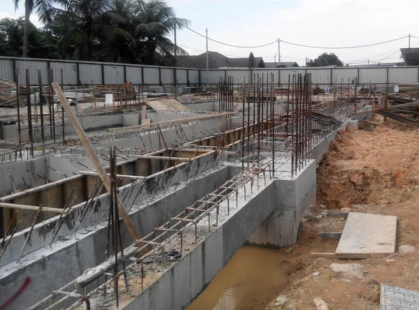 Kuala Lumpur Setembro 2015 Construção Barra Reforço Viga Terra Cofragem — Fotografia de Stock