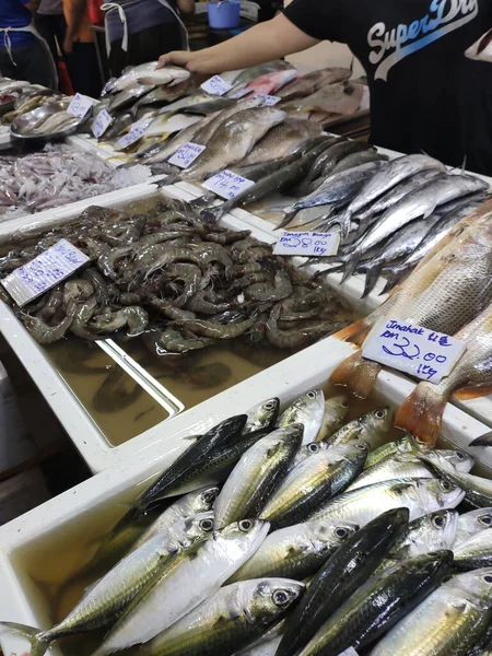 Куала Лумпур Малайзія Липня 2019 Різні Види Риб Рибному Ринку — стокове фото