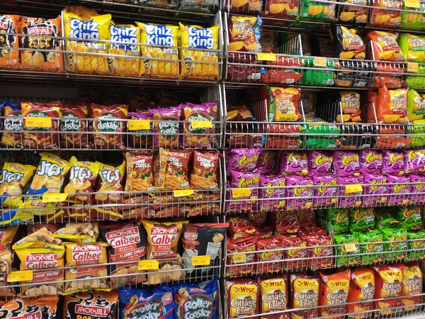 Kuala Lumpur Malaysia October 2018 Packed Miscellaneous Junk Foods Snacks — Stock Photo, Image