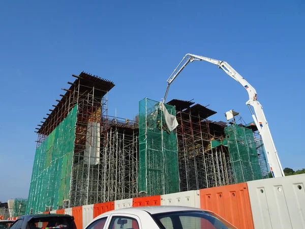 Kuala Lumpur Malaysia Agosto 2019 Trabalhos Concreto Trabalhadores Construção Civil — Fotografia de Stock