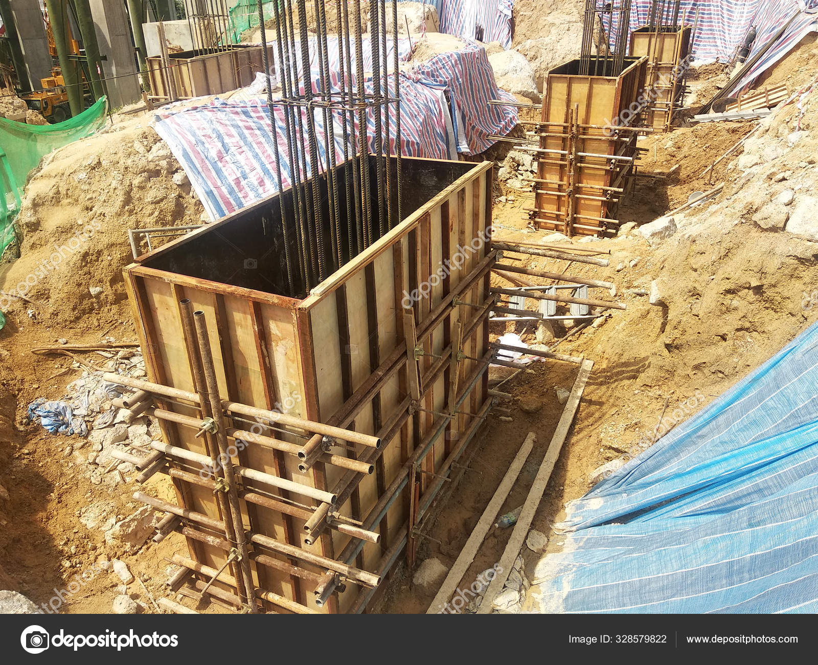 Pile Cap Column Stump Construction Construction Site Constructed Using