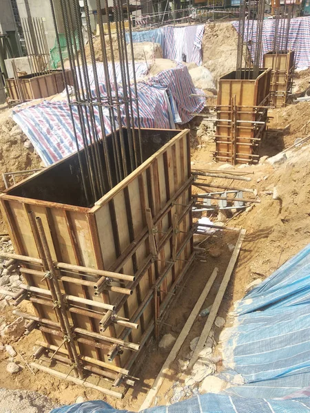 Pile Cap Column Stump Construction Construction Site Constructed Using Reinforced — Stock Photo, Image