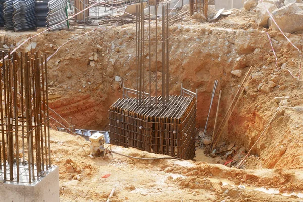 Pile Cap Column Stump Construction Construction Site Constructed Using Reinforced — Stock Photo, Image