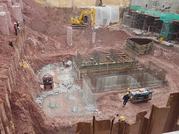 Kuala Lumpur Malasia Septiembre 2019 Tapón Pila Columna Construcción Sitio — Foto de Stock