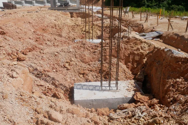 Casted Pile Cap Construction Site Part Building Foundation System Protruded — Stock Photo, Image