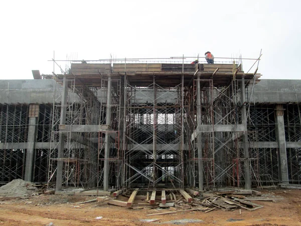 Kuala Lumpur Malaysia Januari 2017 Construção Estrutura Concreto Armado Canteiro — Fotografia de Stock
