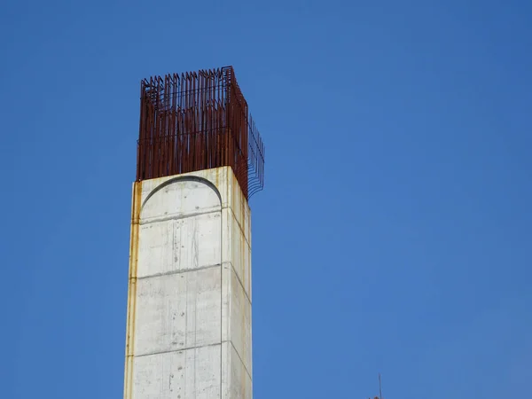 Steel Reinforced Concrete Column Construction Part Building Structure Construction Site — Stock Photo, Image