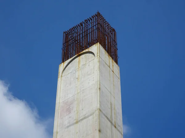 Colonna Cemento Armato Acciaio Costruzione Parte Della Struttura Edile Del — Foto Stock