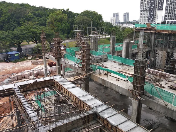 Kuala Lumpur Malezya Ekim 2019 Çelik Güçlendirilmiş Beton Sütun Yapım — Stok fotoğraf