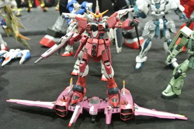KUALA LUMPUR, MALAYSIA -NOVEMBER 26, 2017: Mobile Suit Gundam action figure model and toys. The characters of the fictional Gundam universe by Gunpla & Bandai.