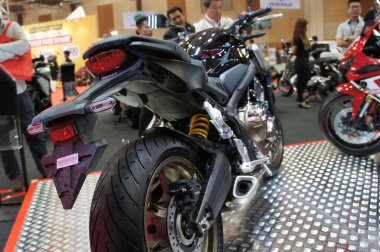 KUALA LUMPUR, MALAYSIA -NOVEMBER 04, 2019: Honda motorcycle and logos emblem at the motorcycle body. Honda is one of the famous motorcycles manufactures in the world from Japan.   