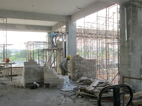 Kuala Lumpur Malaysia August 2019 Brickwork Construction Workers Construction Site — ストック写真