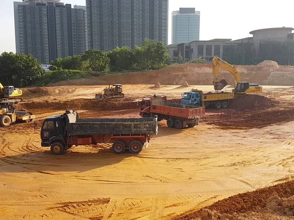 Kuala Lumpur Malaysia July 2017 Heavy Machinery Doing Earthwork Site — Stock Photo, Image