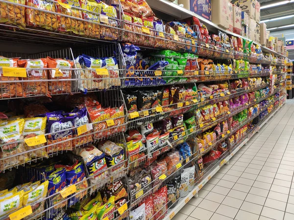 Kuala Lumpur Malaysia Septembro 2019 Foco Seletivo Alimentos Diversos Embalados — Fotografia de Stock